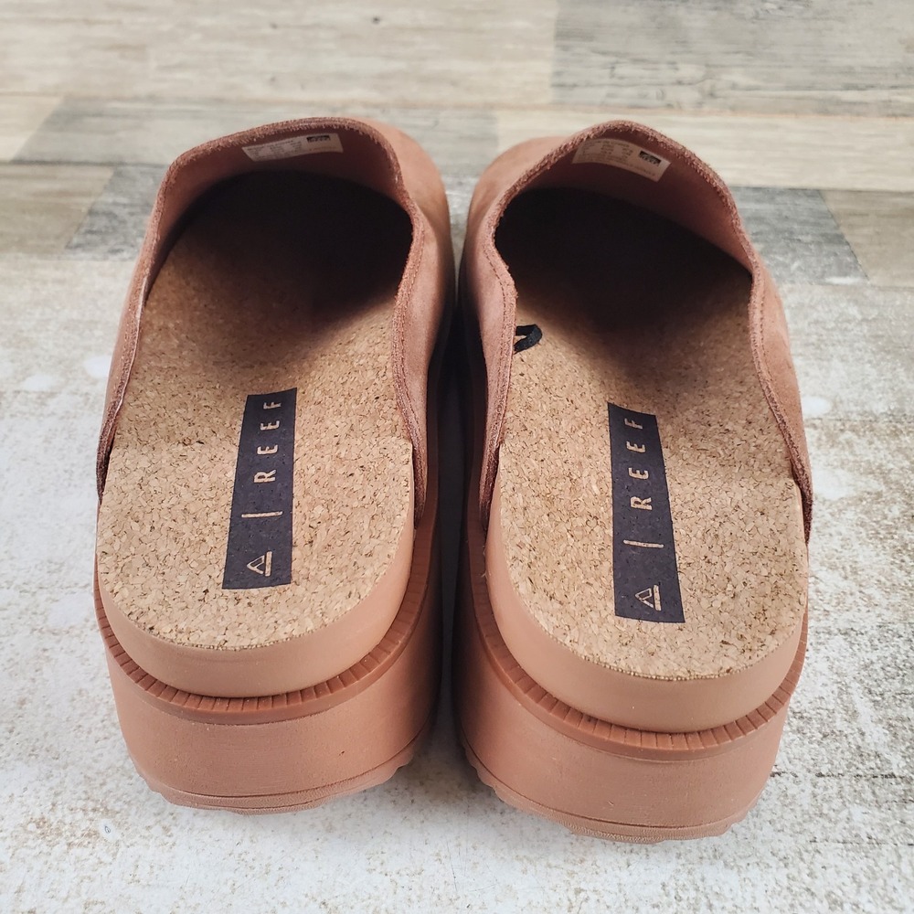 Reef Vista Skye Womens Platform Clogs Sz 8 Comfort Walnut Suede Leather Slip On - Picture 3 of 10
